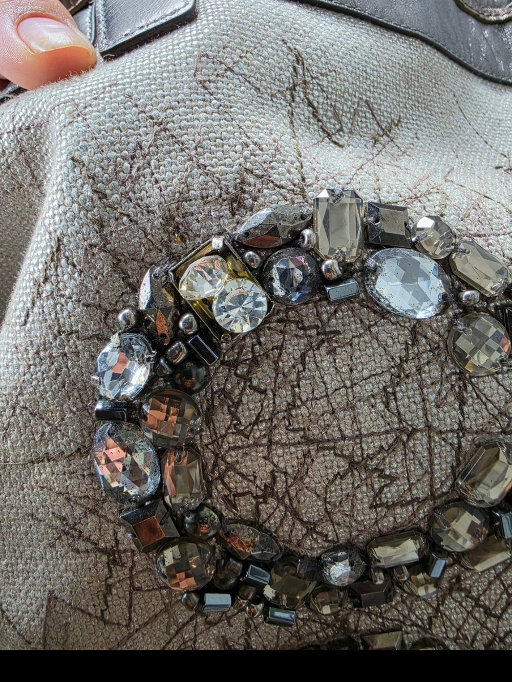 Silver Beaded Tote Bag - - Picture 7 of 12